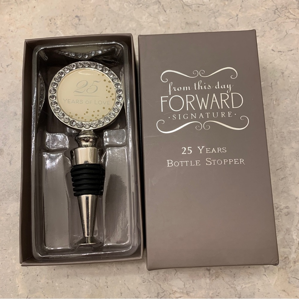 3/$20 25th anniversary wine bottle stopper
